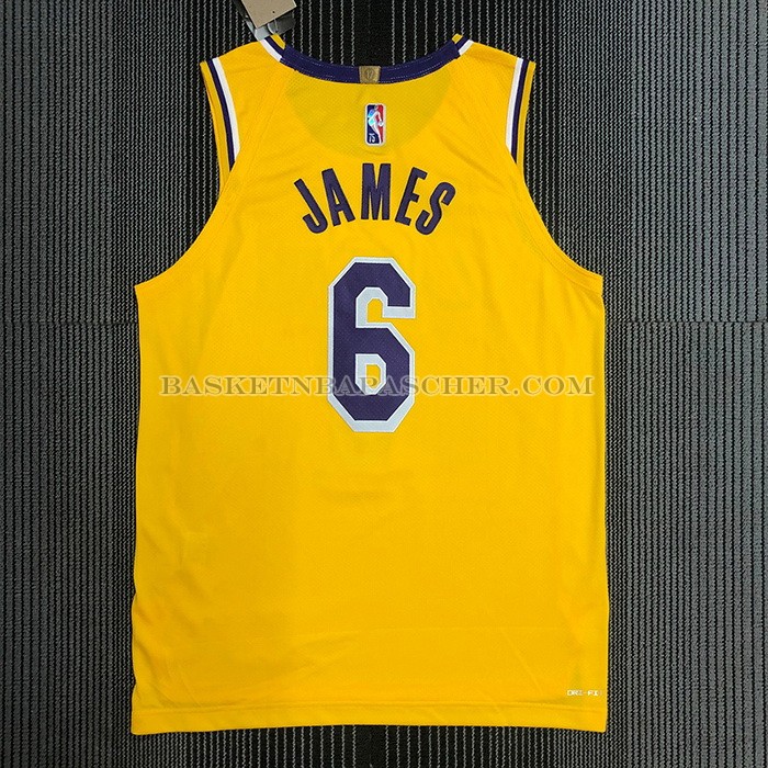 Maillot Los Angeles Lakers LeBron James NO 6 Icon Authentique Jaune